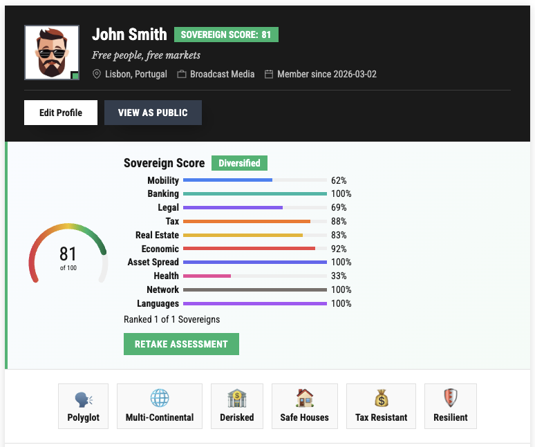 Sovereign Profile page