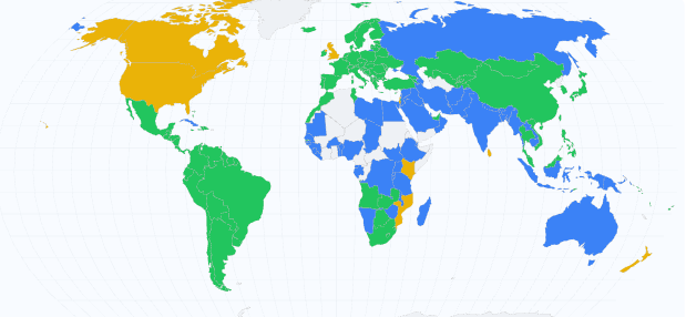 Visa-free access world map